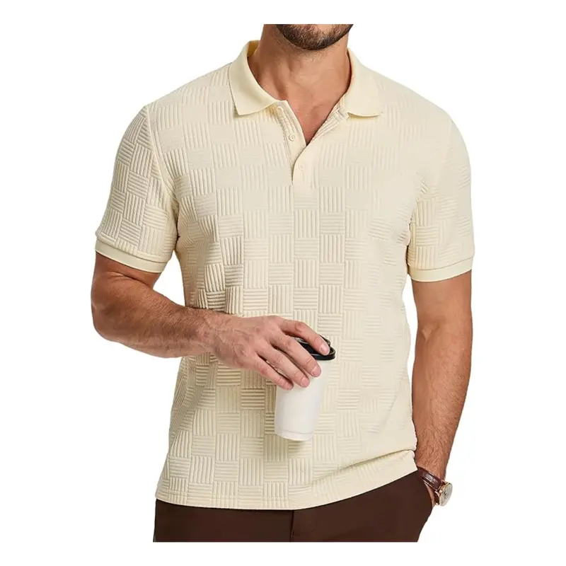 Jmierr Men's Moisture Wicking Textured Knit Stretch Polo Shirt (Various) 1