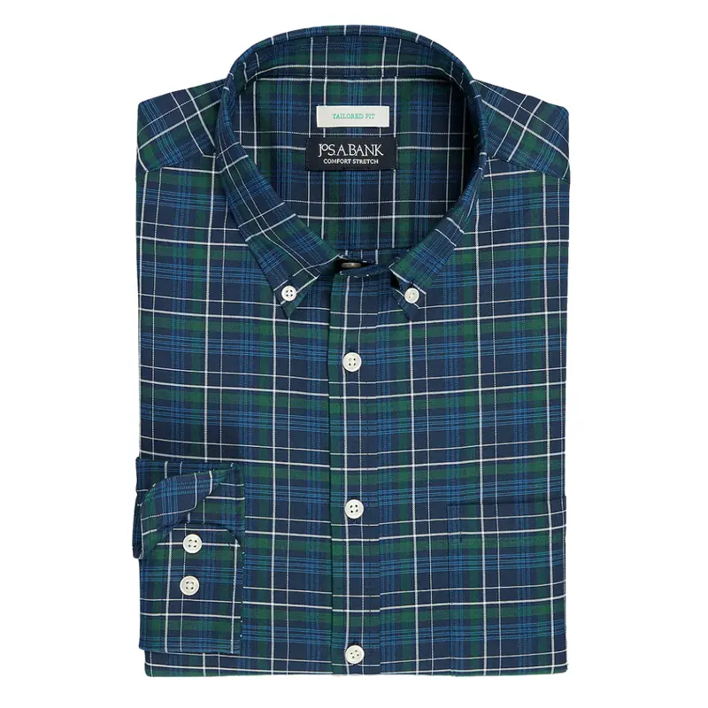 Jos. A. Bank Tailored Fit Oversized Offset Plaid Sportshirt 1