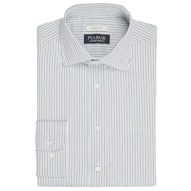 Jos A. Bank Tailored Fit Spread Collar Stripe Dress Shirt 1