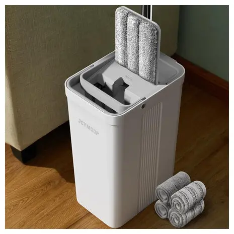 Joymoop Flat Mop & Bucket Set With Wringer & 4 Pads 1