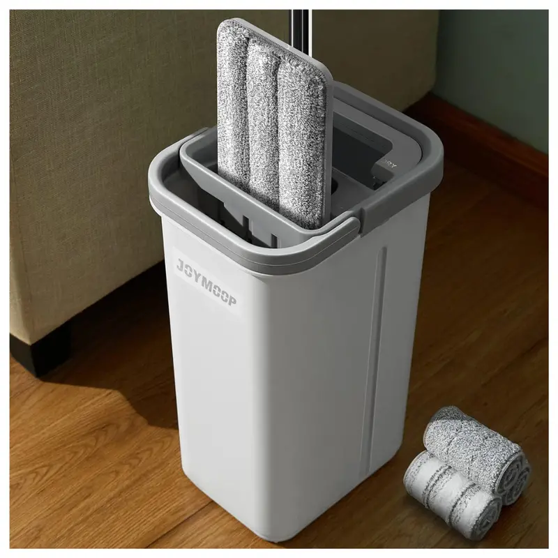 Joymoop Hands Free Flat Floor Mop & Bucket With Wringer Set 1