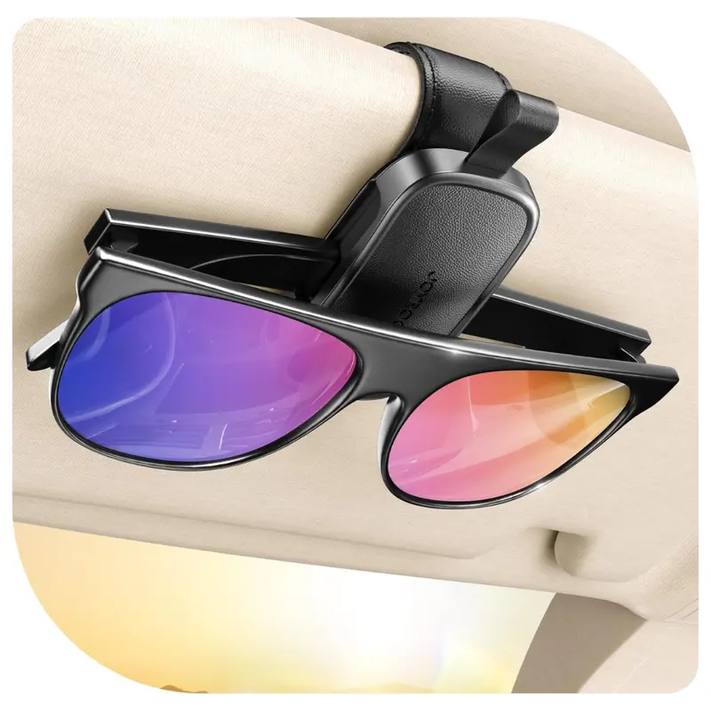 Joyroom Magnetic Leather Universal Car Visor Sunglasses Holder 1
