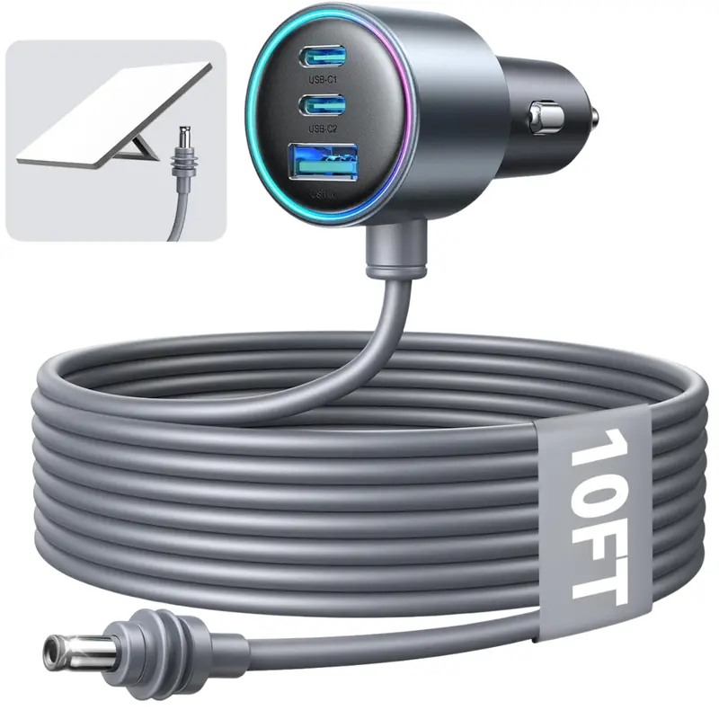 Joyroom Starlink 3-Ports Mini Car Cigarette Lighter Charger W/ 10' Charging Cable 1