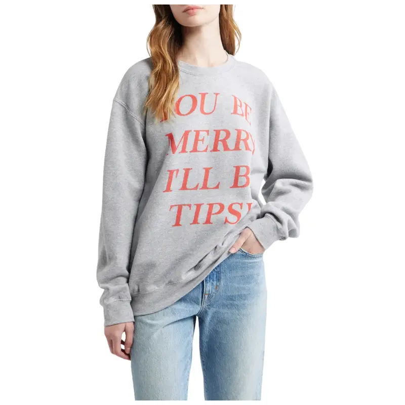 Junk Food Women's Be Merry Cotton Blend Crewneck Sweatshirt 1