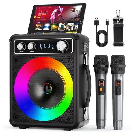 Karaoke Machine With 2 Microphones & Led Lights 1