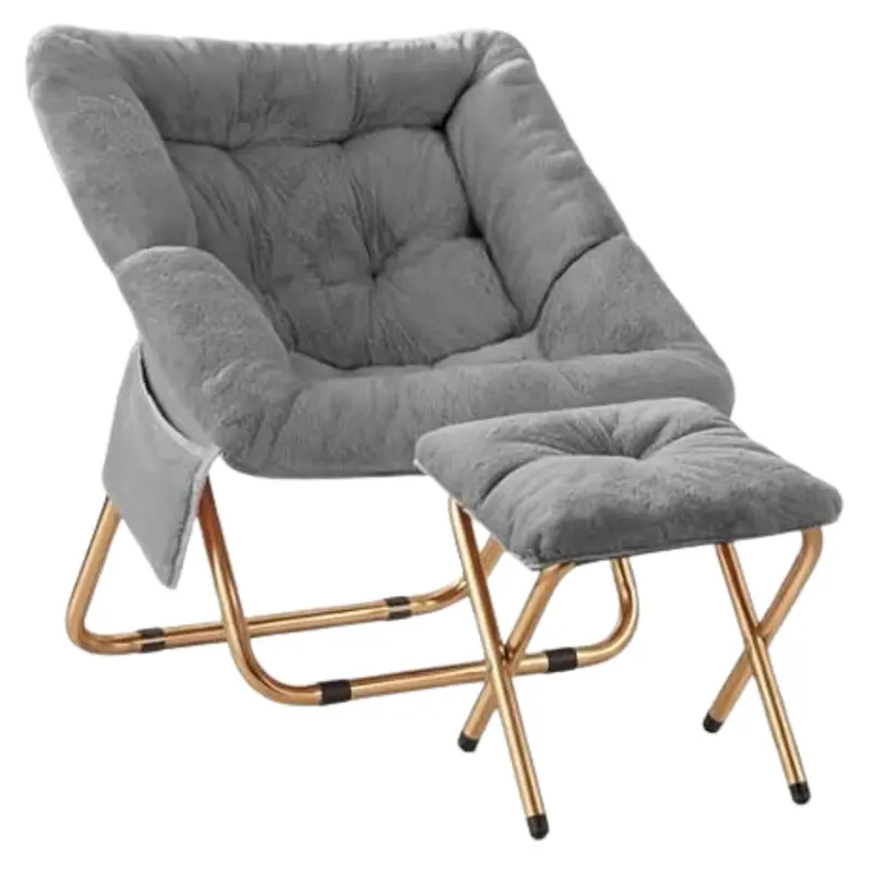 Kasunpul Foldable Soft Faux Fur Comfy Saucer Chair 1