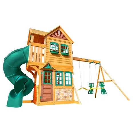 Kidkraft Buffalo Crossing Wooden Swing Set With Playhouse 1