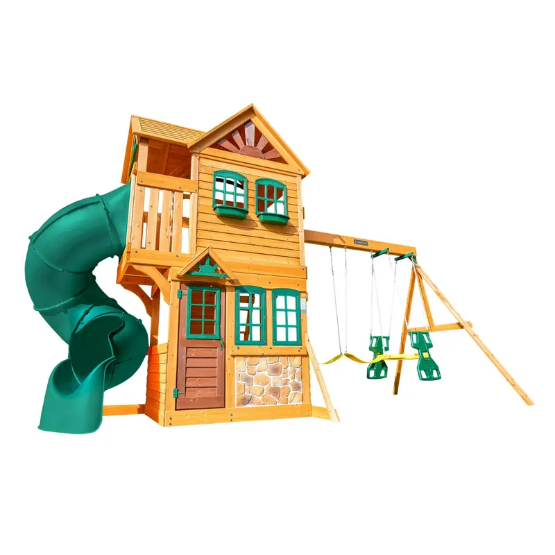 Kidkraft Buffalo Crossing Wooden Swing Set With Playhouse 1