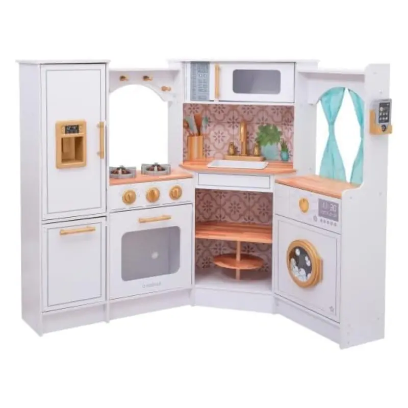 Kidkraft Ultimate Corner Wooden Play Kitchen With Lights & Sounds 1