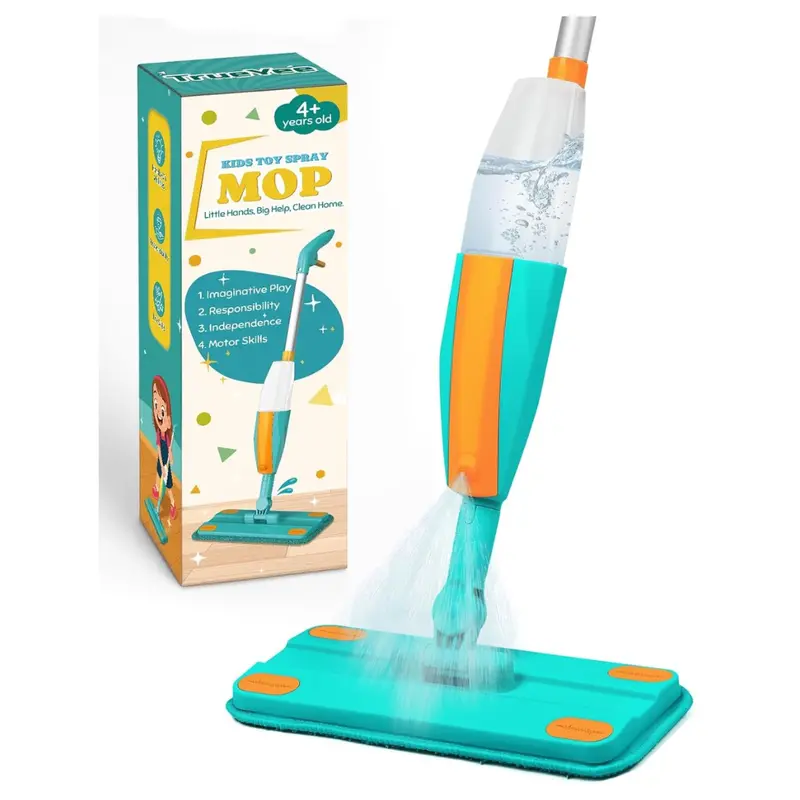 Kids Spray Mop With Real Sprayer And Washable Microfiber Pads 1