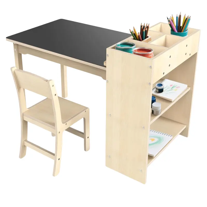 Kids Study Art Table & Chair Set With Storage 1
