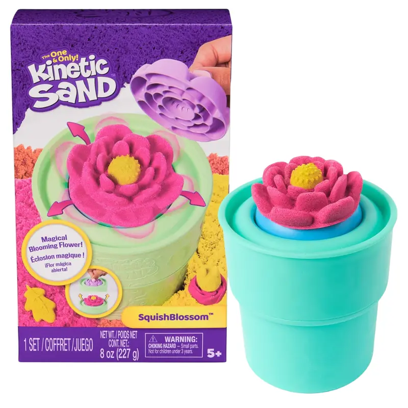 Kinetic Sand, Squishblossom Blooming Flower With 8Oz Neon Yellow & Pink Play Sand 1