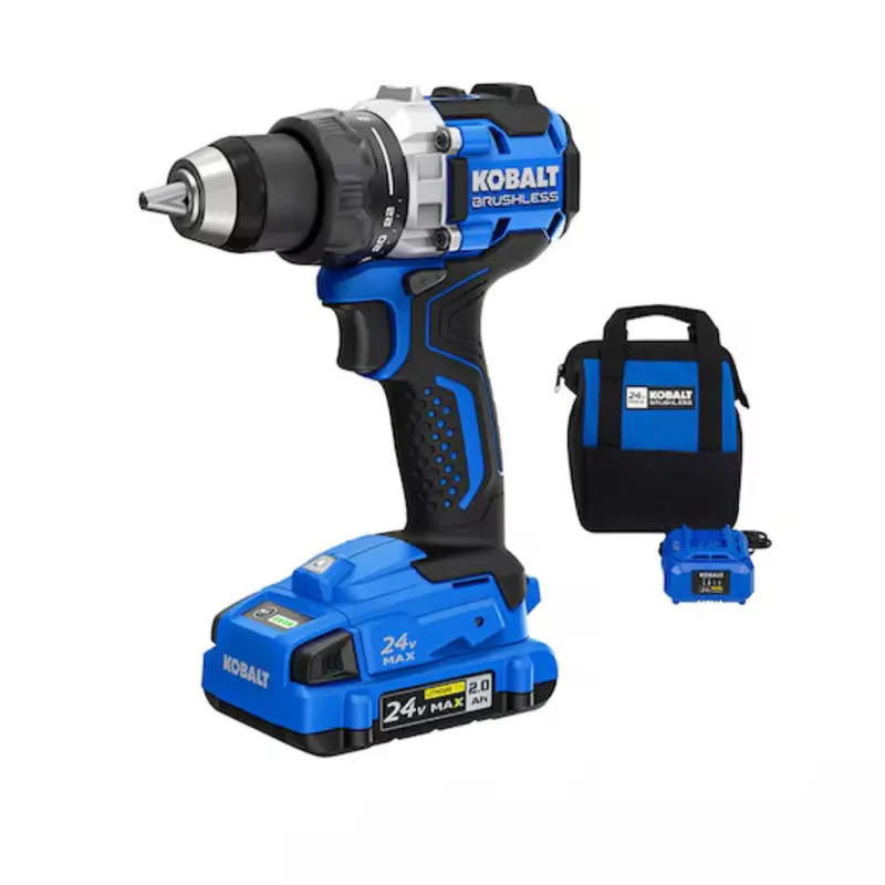 Kobalt 24V 1/2" Keyless Brushless Cordless Drill With Battery, Charger & Bag 1