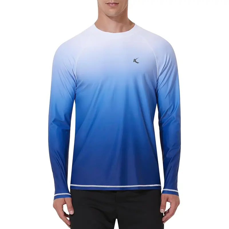 Kpsun Men's Rash Guard Upf 50+ Swim T-Shirt (Navy Gradient) 1