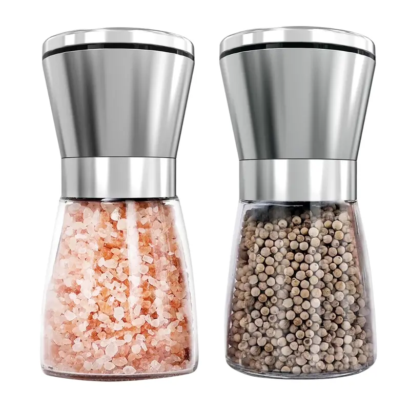 Kusmil Premium Stainless Steel Sea Salt And Black Peppercorn Mill Set 1