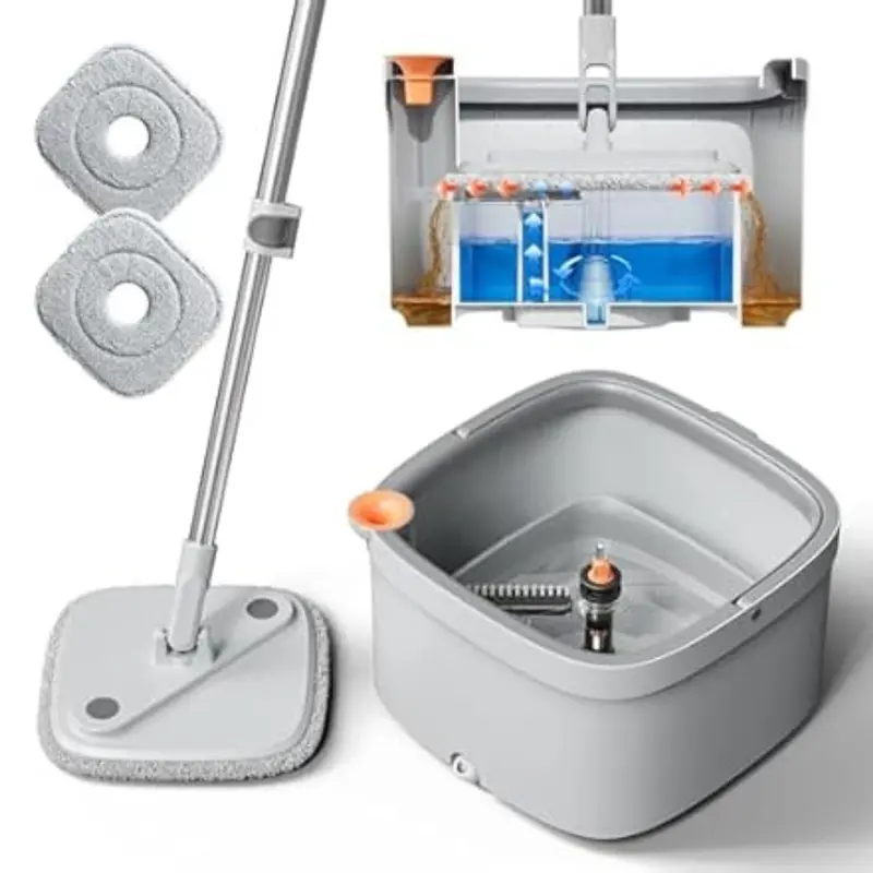 Kzkr Spin Mop And Bucket Set With 2 Pads 1