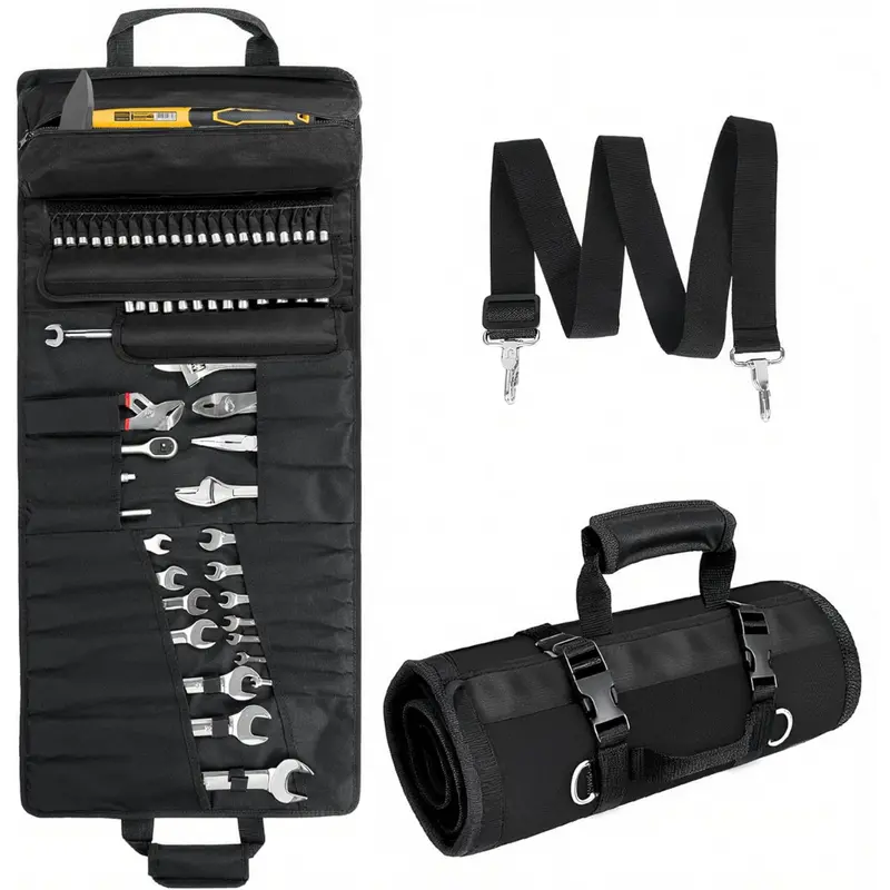 Large Roll-Up Tool Bag Organizer With 28 Pockets 1