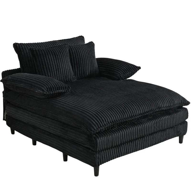 Latitude Run 55" Oversized Corduroy Chaise Lounge Chair 1