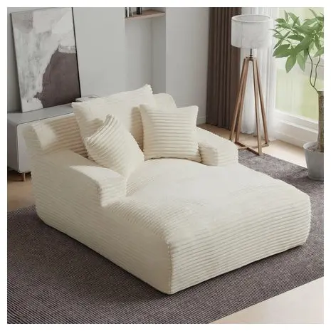 Latitude Run Corduroy Chaise Lounge Sleeper Chair 1