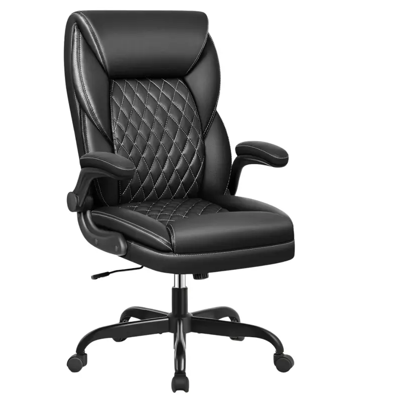 Latitude Run Marama Ergonomic Leather Office Chair With Flip-Up Armrests 1