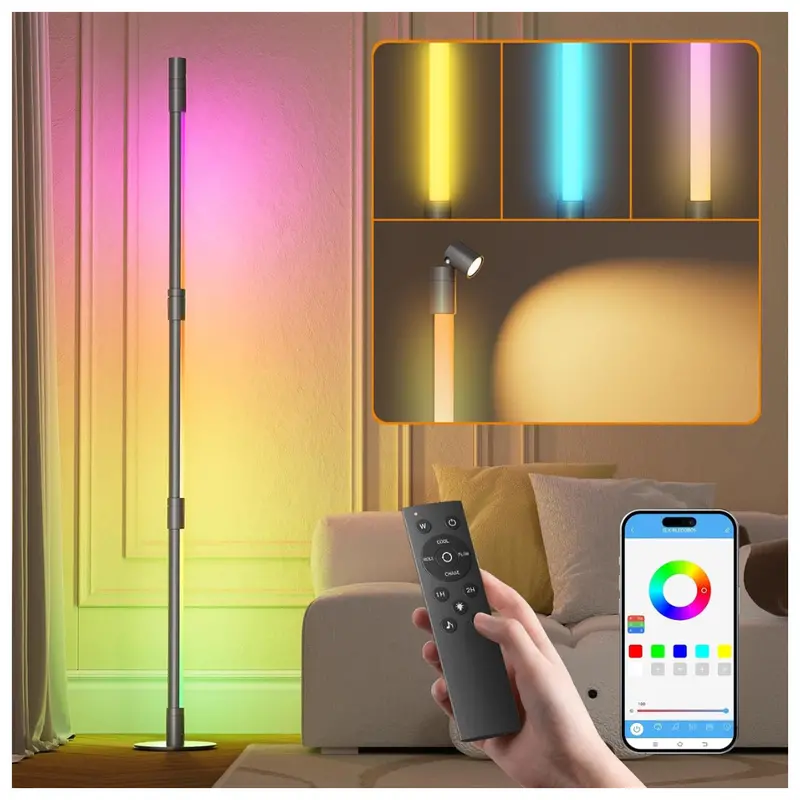 Led Smart Corner Floor Lamp With Music Sync & Color Changing 1