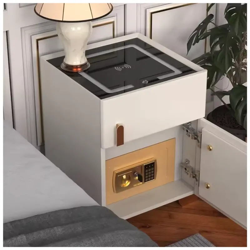Led Smart Nightstand Table With Safe 1