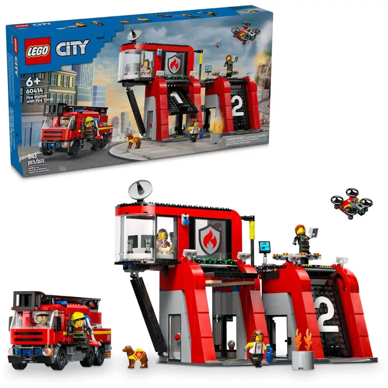 Lego City Fire Station With Fire Truck Pretend Play Toy 60414 (843 Pieces) 1