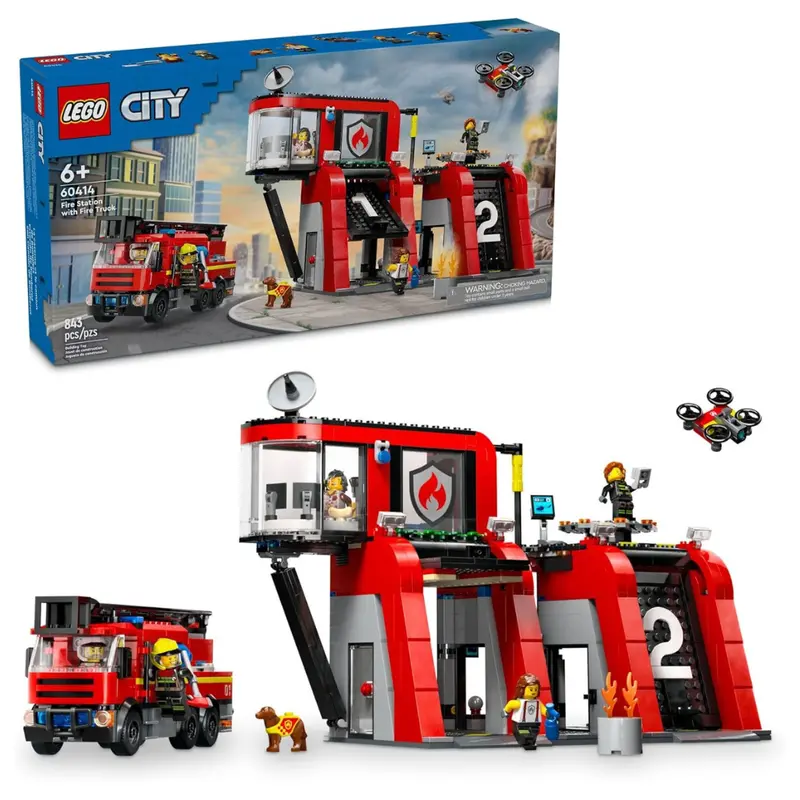Lego City Fire Station With Fire Truck Pretend Play Toy 60414 (843 Pieces) 1