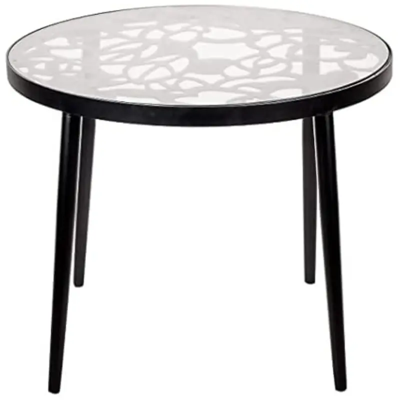 Leisuremod Dt20 End Table Glass Top With Tree Design 1