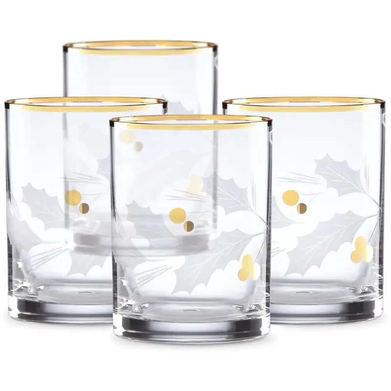Lenox Holiday Gold 4-Piece Double Old Fashioned Set 1