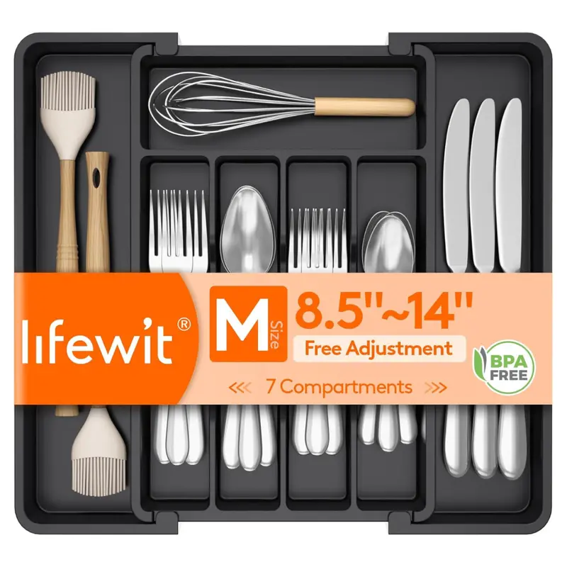 Lifewit Expandable Silverware Drawer Organizer (8.5"-14.1" X 12.1") 1