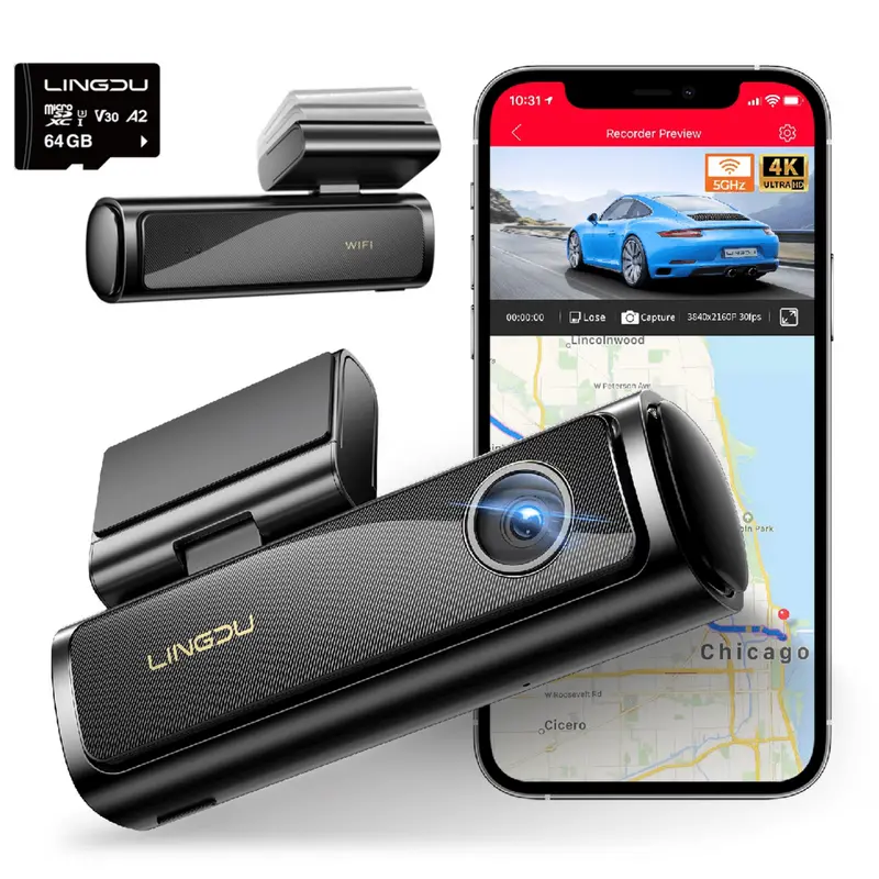 Lingdu 4K Front 5G Wifi Dash Cam With 64Gb Sd Card 1