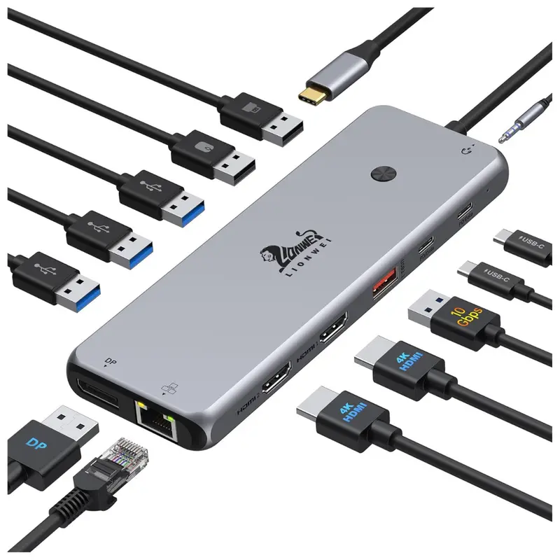 Lionwei 13-In-1 4K 60Hz Triple Display Usb-C Docking Station 1