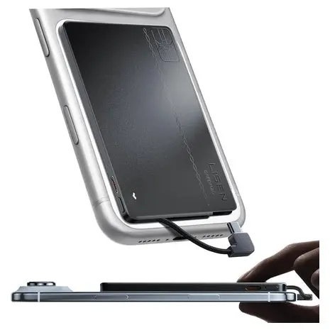 Lisen 5000Mah Alloy Ultra Thin Portable Charger With Built In Cable 1