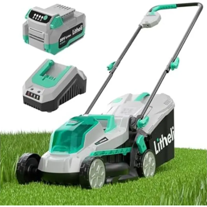 Litheli 13" 20V Electric Cordless Lawn Mower W/ 4Ah Battery & Charger 1