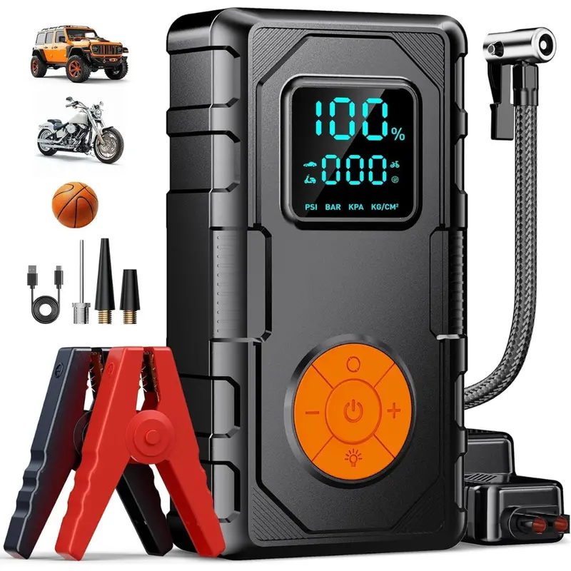 Lobeline Portable 12V Car Battery Jump Starter With Air Compressor 1