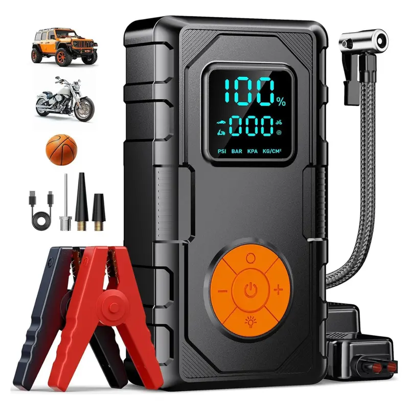 Lobeline Portable 12V Car Battery Jump Starter With Air Compressor 1