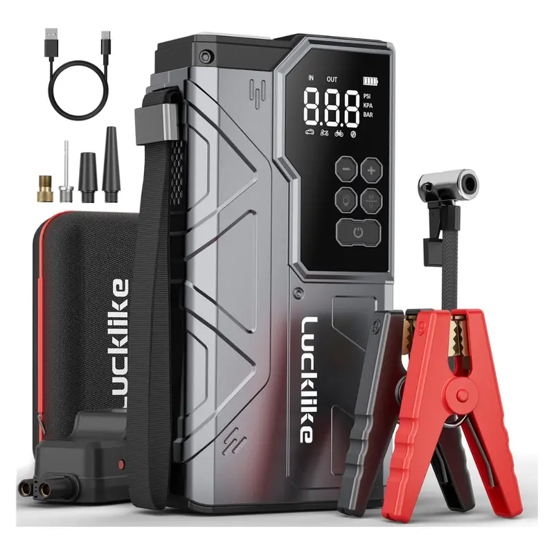 Lucklike W210 12V 6000A Peak Car Jump Starter With Air Compressor 1