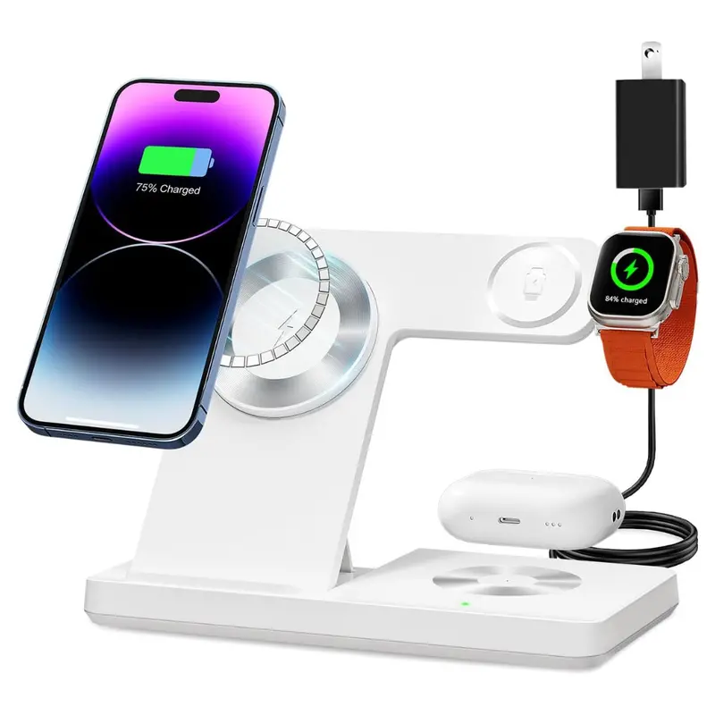Magnetic 3-In-1 Wireless Charging Station With Adapter 1