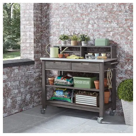 Maho Gray Teak Potting Bench 1