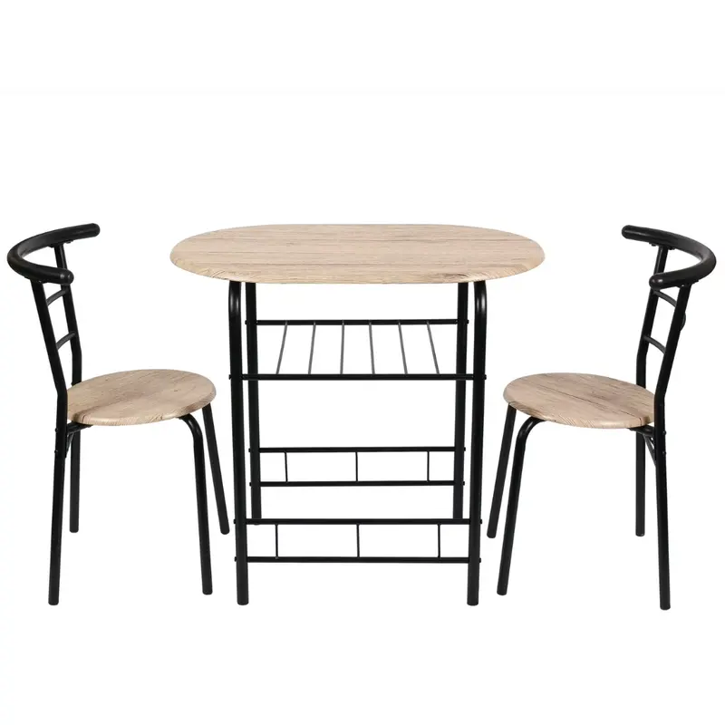 Mainstays 3 Piece Metal And Wood Dining Set (Black & Gray) 1
