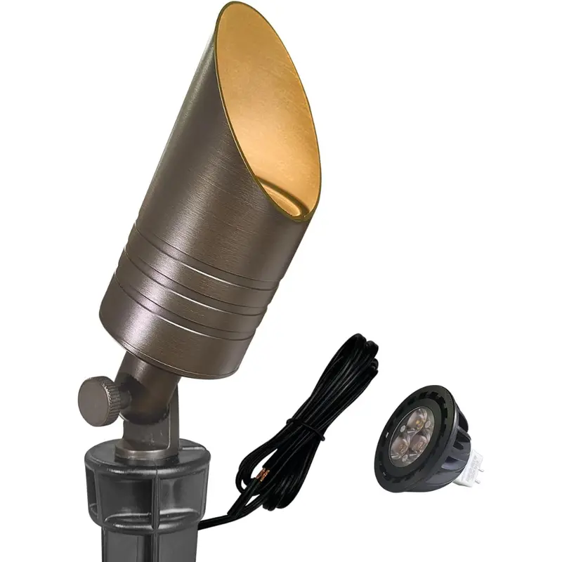 Malory Brass 12V Ac/Dc Low Voltage Led Landscape Spotlight 1