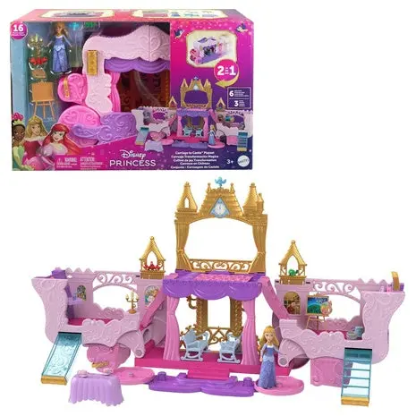 Mattel Disney Princess Carriage To Castle Transforming Toy Playset With Aurora Doll 1