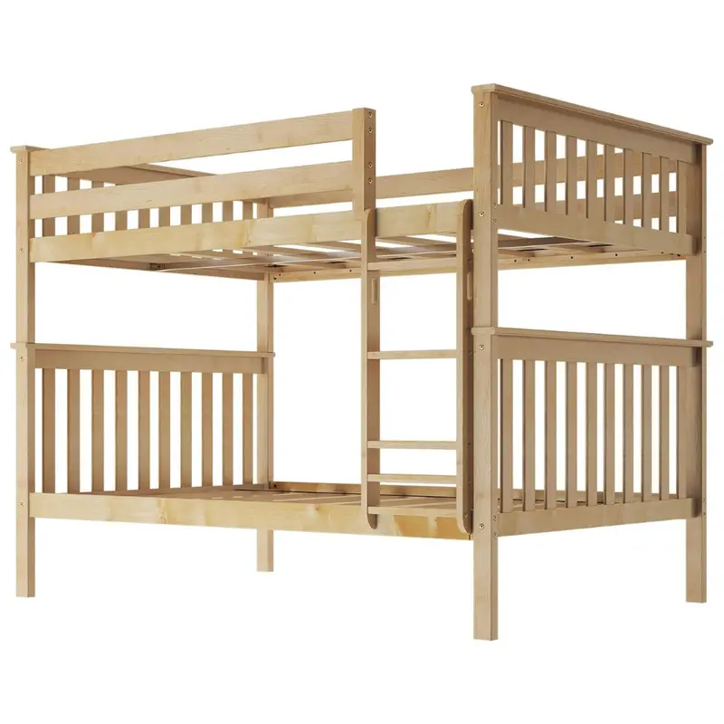 Max & Lily Full Over Full Bunk Solid Wood Platform Bed Frame With Ladder 1