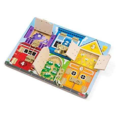 Melissa & Doug Latches Wooden Activity Montessori Busy Board 1