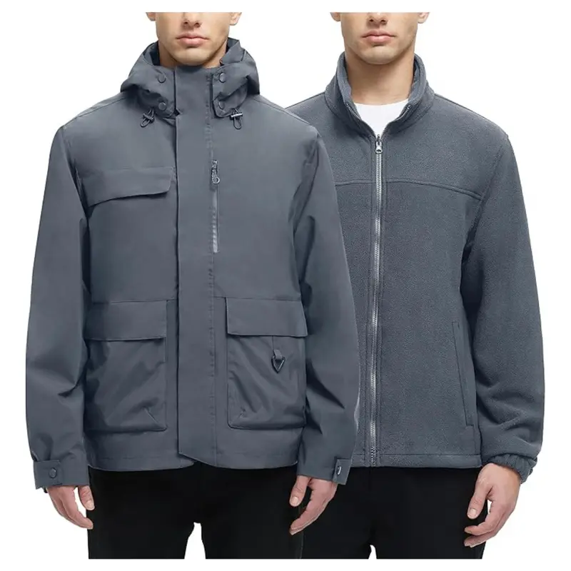 Men's 3-In-1 Waterproof Winter Jackets (Grey) 1