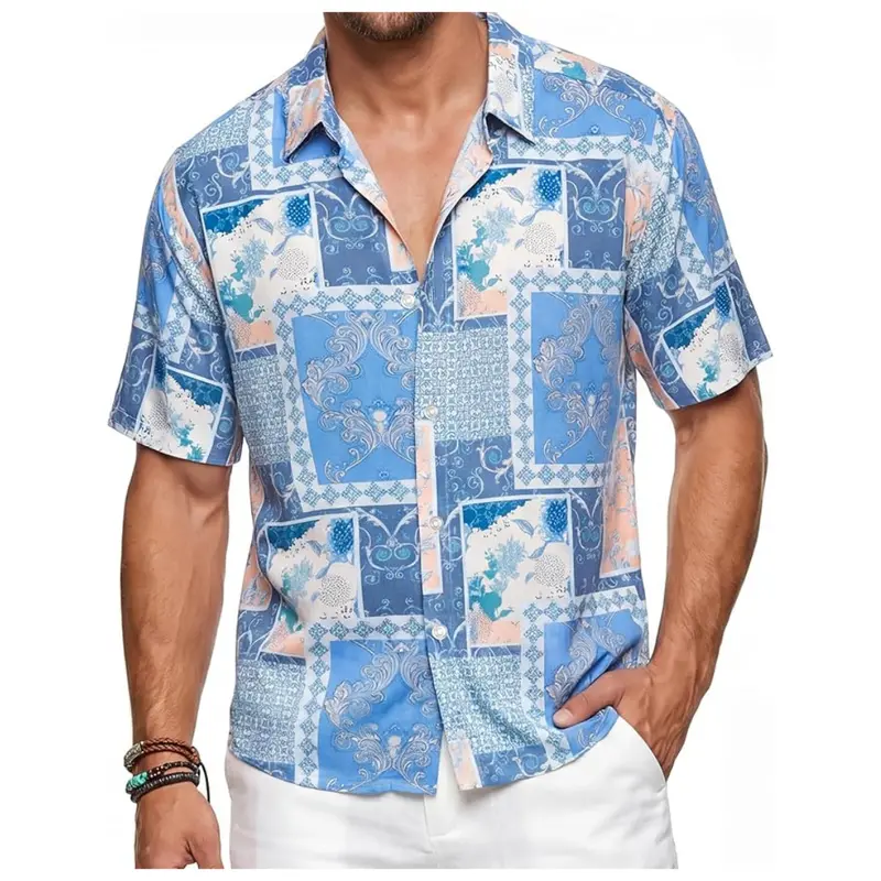 Men's Boho Mix Printed Hawaiian Shirt 1