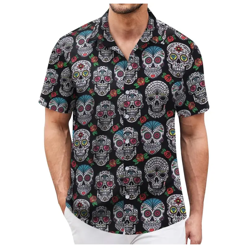 Men's Button Down Short Sleeve Printed Tropical Hawaiian Shirt 1
