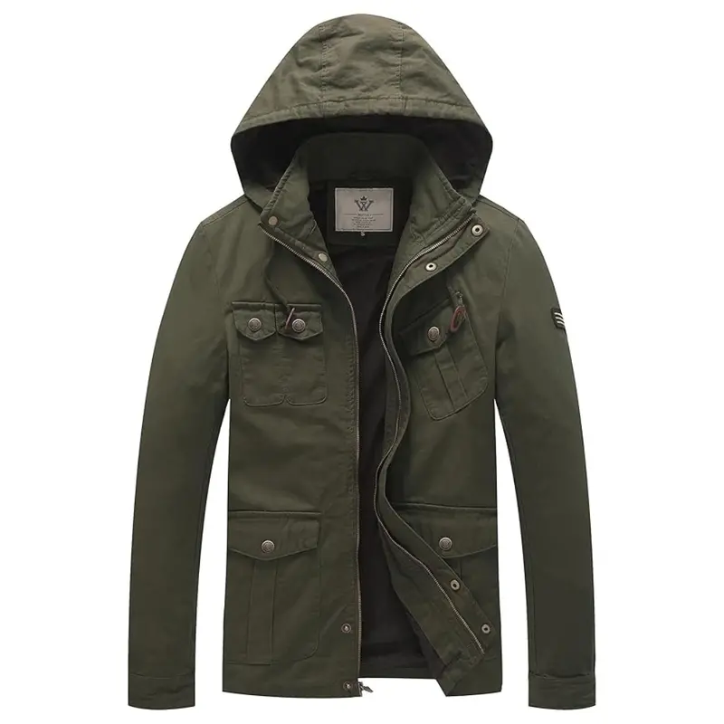 Men's Canvas Cotton Hooded Military Jacket (Various) 1