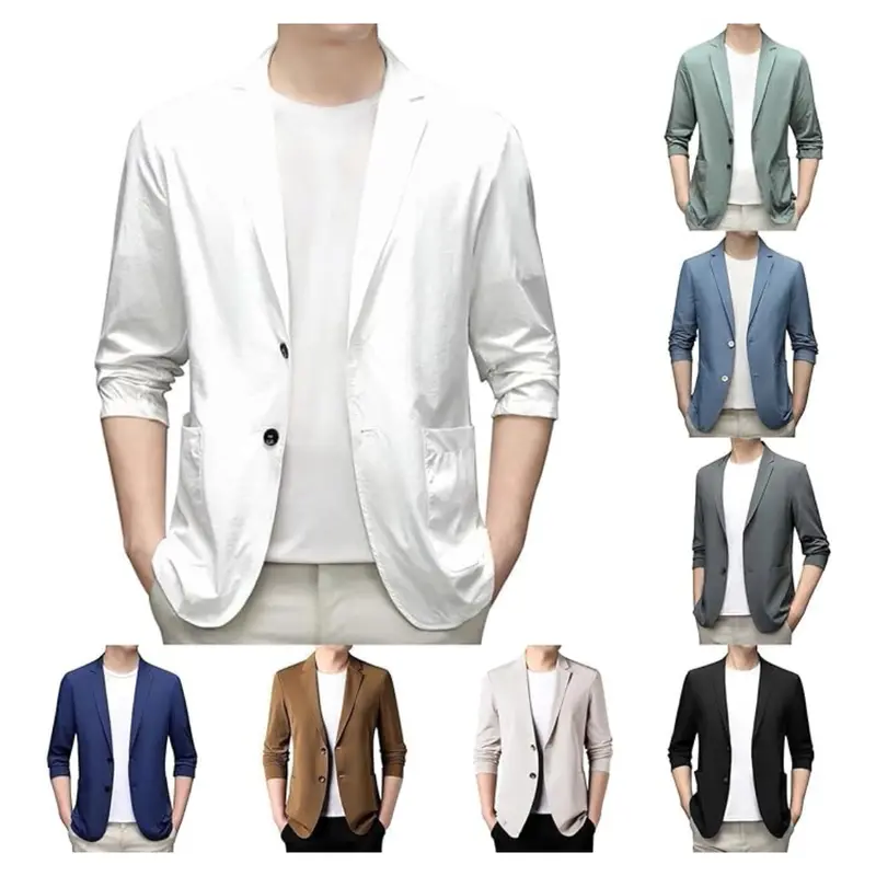 Mens Casual Lightweight One-Button Blazer 1